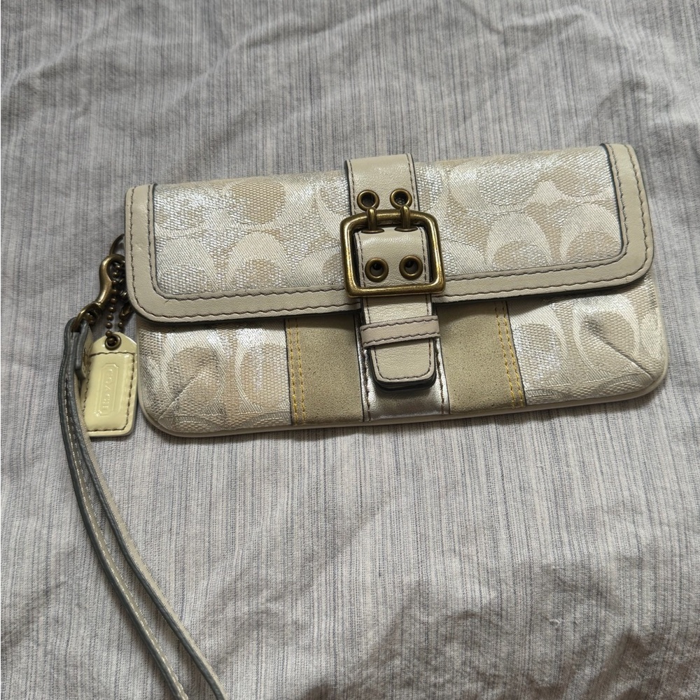 Vintage Coach Metallic Wristlet Clutch with Buckle Rare